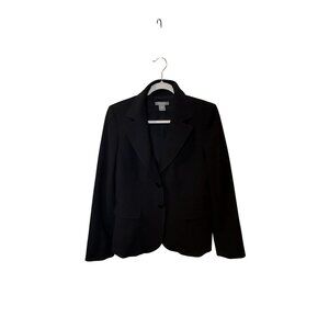 Ann Taylor Womens Black Blazer Size 10 2-Button Front Long Sleeves Fully Lined